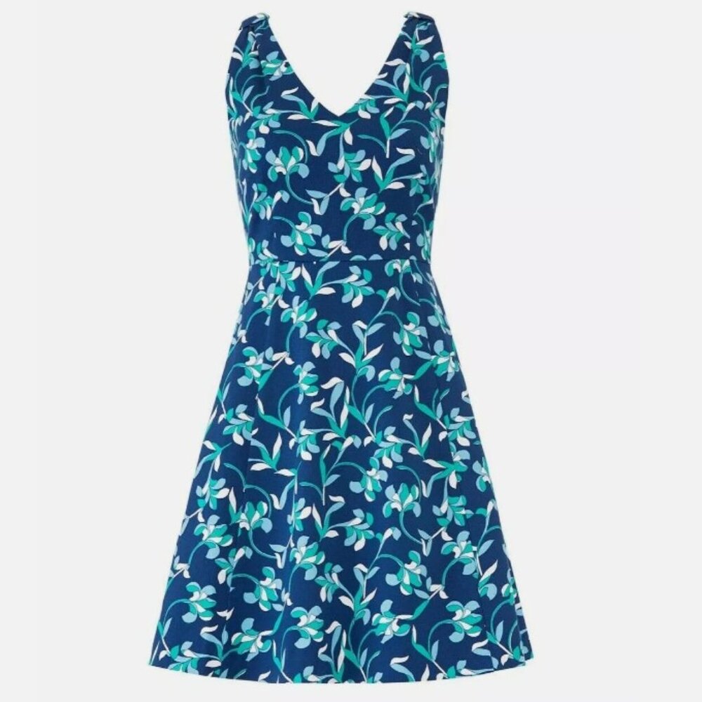 NWT Draper James Floral Knot Shoulder Dress - Graceland Blue - Size 2
